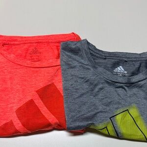 Adidas Kids' Gray and Neon Yellow, Red Logo Tees